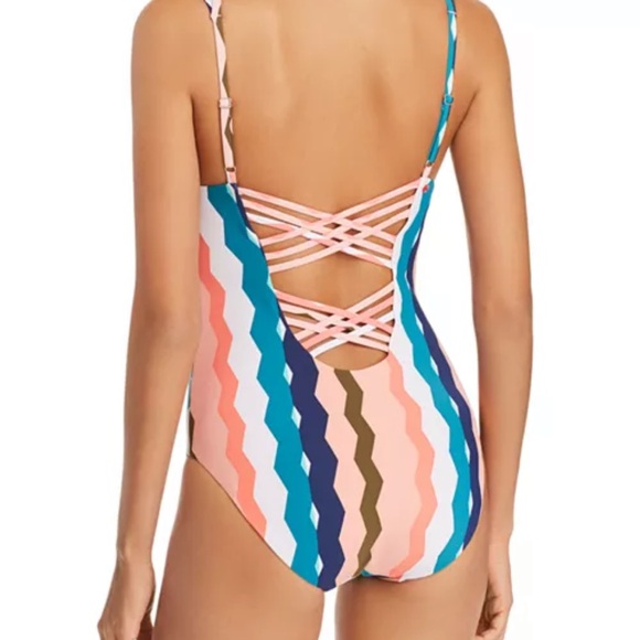 Red Carter Multicolor Zigzag One Piece Swimsuit - Picture 2 of 3